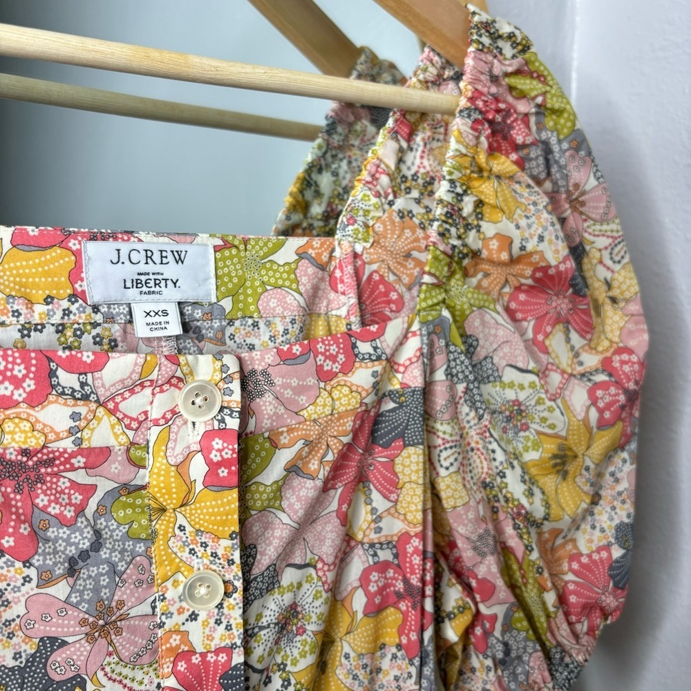 J. Crew Liberty Mauvy floral cottage puff sleeve button up midi dress - Picture 4 of 9